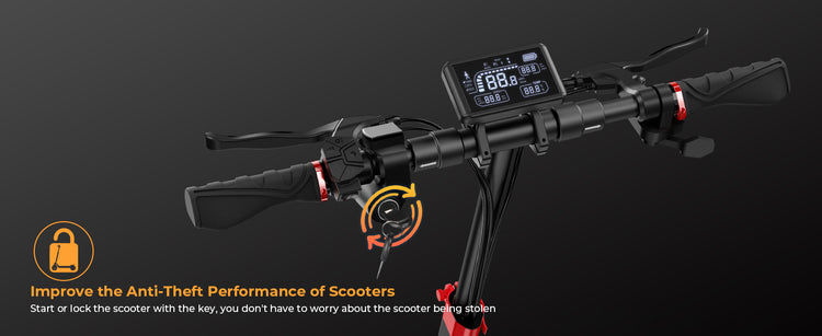 Reinforced steel cable lock system on the iScooter iX4 for reliable theft prevention.