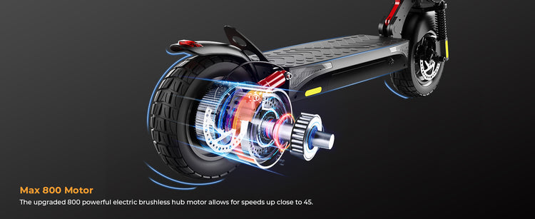 Powerful 800W motor of the iScooter iX4 Electric Scooter delivering strong acceleration and reliable hill-climbing capability.