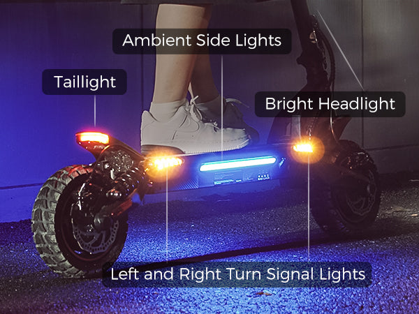Bright headlight of iScooter iX7PRO Electric Scooter for night safety