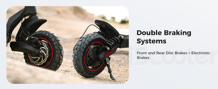 Responsive front and rear braking system on the iScooter iX7PRO Electric Scooter ensuring safe, controlled stops in all riding conditions.