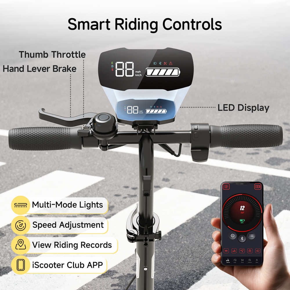 CyberCart E-Scooter for Kids Cybercart iK5 Foldable Kids Electric Scooter | 20 km/h, Front Suspension & RGB Lights (Ages 6-14 / Up to 170cm)
