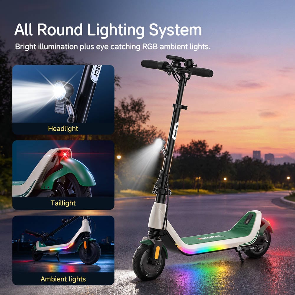 CyberCart E-Scooter for Kids Cybercart iK5 Foldable Kids Electric Scooter | 20 km/h, Front Suspension & RGB Lights (Ages 6-14 / Up to 170cm)
