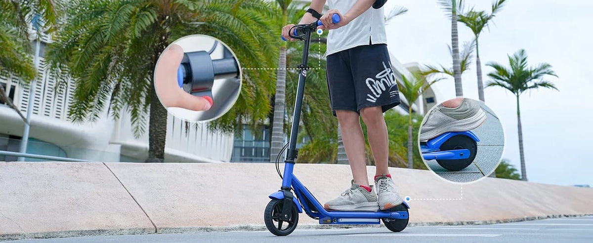 Dual Braking System: E-Brake & Rear Foot Brake