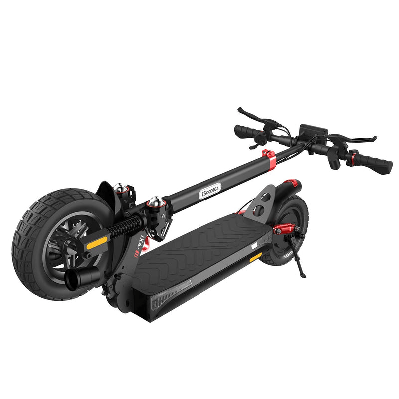 Dual suspension iX4 electric scooter designed to absorb shocks on rugged terrains.