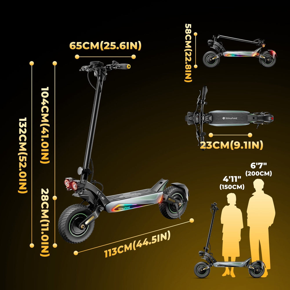 iSinwheel Skuter Elektryczny Terenowy GT4 Electric Scooter TorqueBeast Dual Motor 2400W Off-Road Folding, Range 70-80 km, CE Certified, Powerful Motor