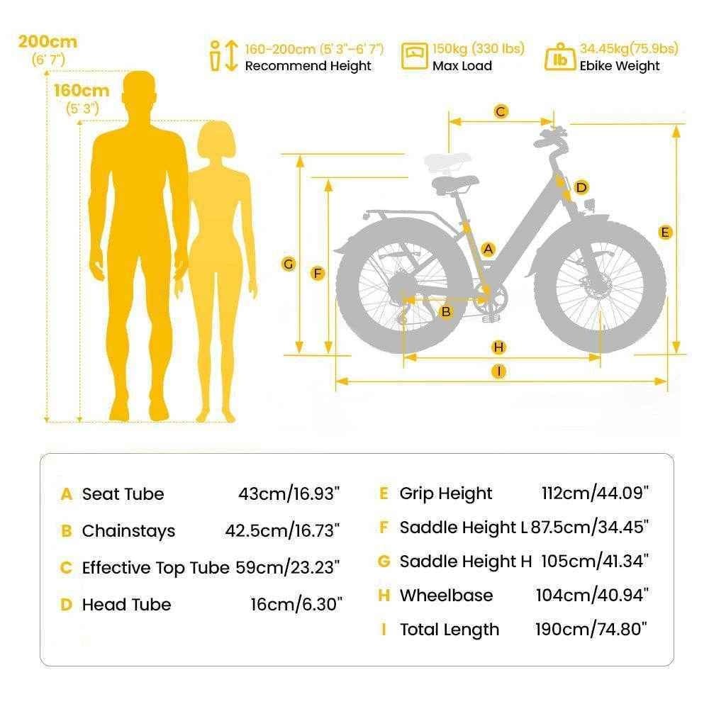 isinwheel E-Bike M60 Electric Bike Fat Tire
