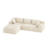 CyberCart Ares Minimalist 2-Seater Sofa Corduroy L-Shaped Gaming Sofa, 4-Seat Chaise Lounge, No Assembly, Beige