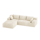 CyberCart Ares Minimalist 2-Seater Sofa Corduroy L-Shaped Gaming Sofa, 4-Seat Chaise Lounge, No Assembly, Beige