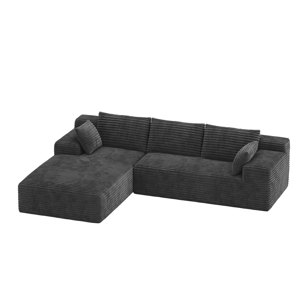 CyberCart Ares Minimalist 2-Seater Sofa Corduroy L-Shaped Gaming Sofa, 4-Seat Chaise Lounge, No Assembly