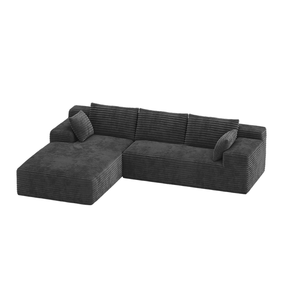 CyberCart Ares Minimalist 2-Seater Sofa Corduroy L-Shaped Gaming Sofa, 4-Seat Chaise Lounge, No Assembly