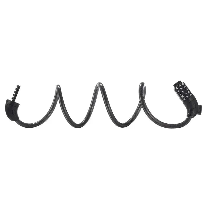 Black bike lock with a combination lock on a white background