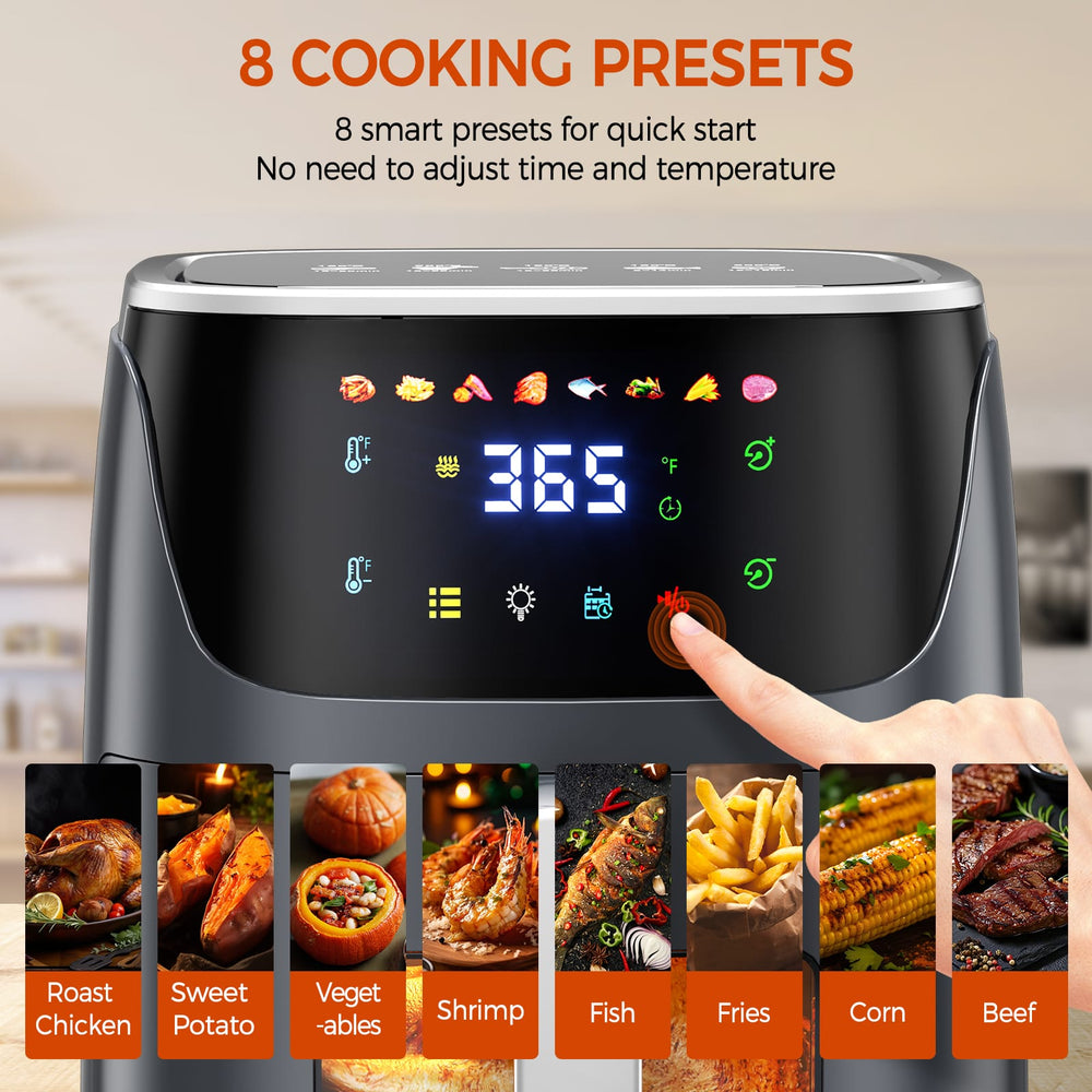 Patbrela Air Fryer 7.5L Oil-Free Air Fryer, 1500W, 8 Pre-Programs with Transparent Window, LED Touchscreen, Max 200°C