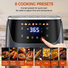 Patbrela Air Fryer 7.5L Oil-Free Air Fryer, 1500W, 8 Pre-Programs with Transparent Window, LED Touchscreen, Max 200°C