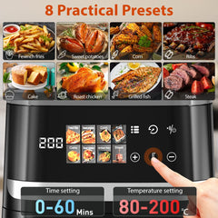 Patbrela Air Fryer Air fryer, 7L capacity, 8 programs, up to 85% less fat, cooking window, touchscreen