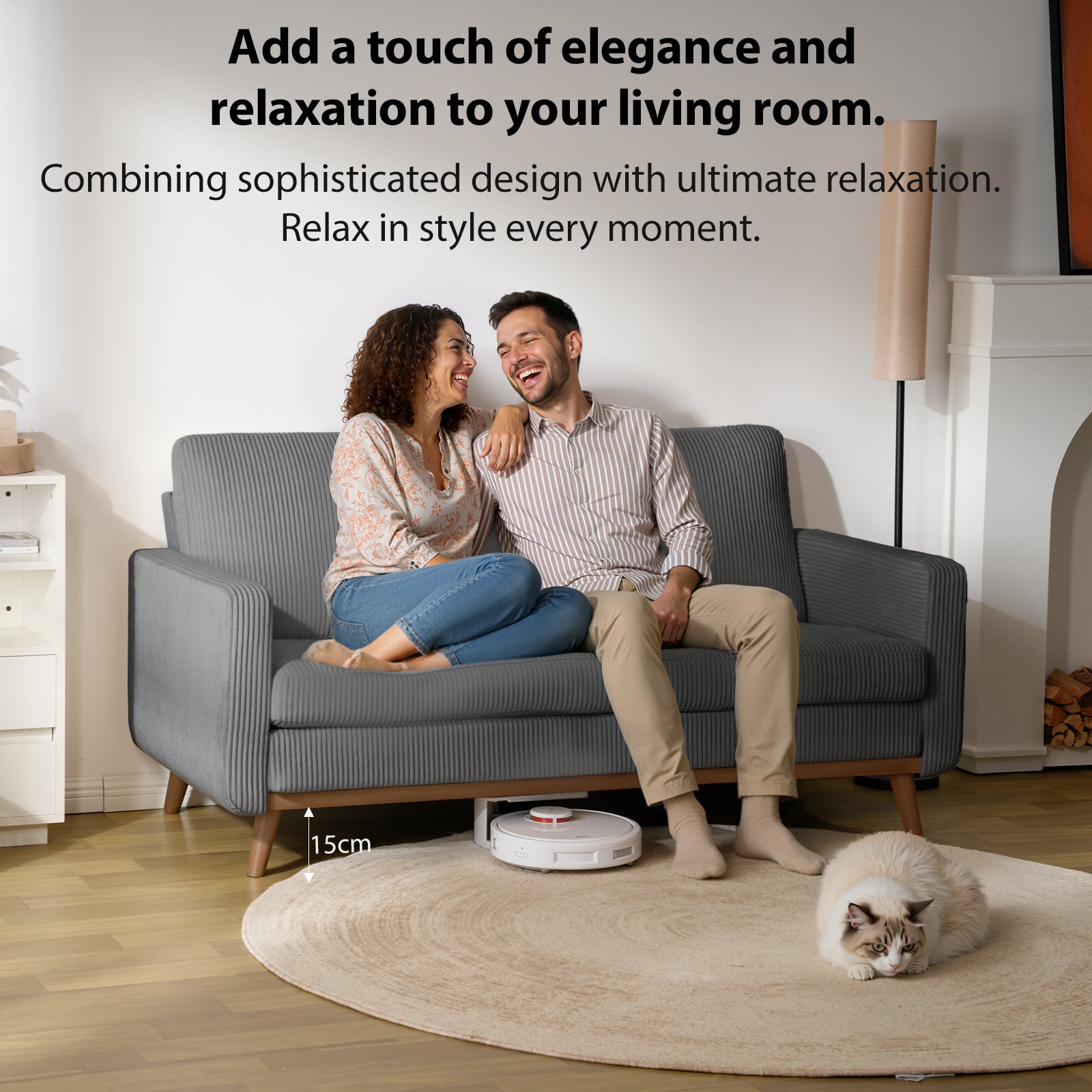 Ares Minimalist Inertia 2-Seater Sofa, Ergonomic Tech Lounge: Leisure Relaxation for Home Office, Living Room, Apartment & Gaming Room, 172x84x86cm - S2