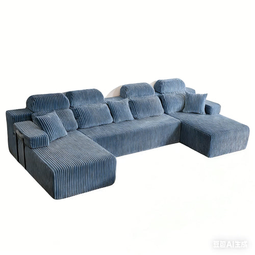 Patbrela sofas Extra-large modular U-shaped sofa with 2 chaise lounges, comfortable corduroy upholstery + memory foam, no assembly required