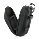 Water-resistant e-scooter handlebar bag showing secure zippered compartments